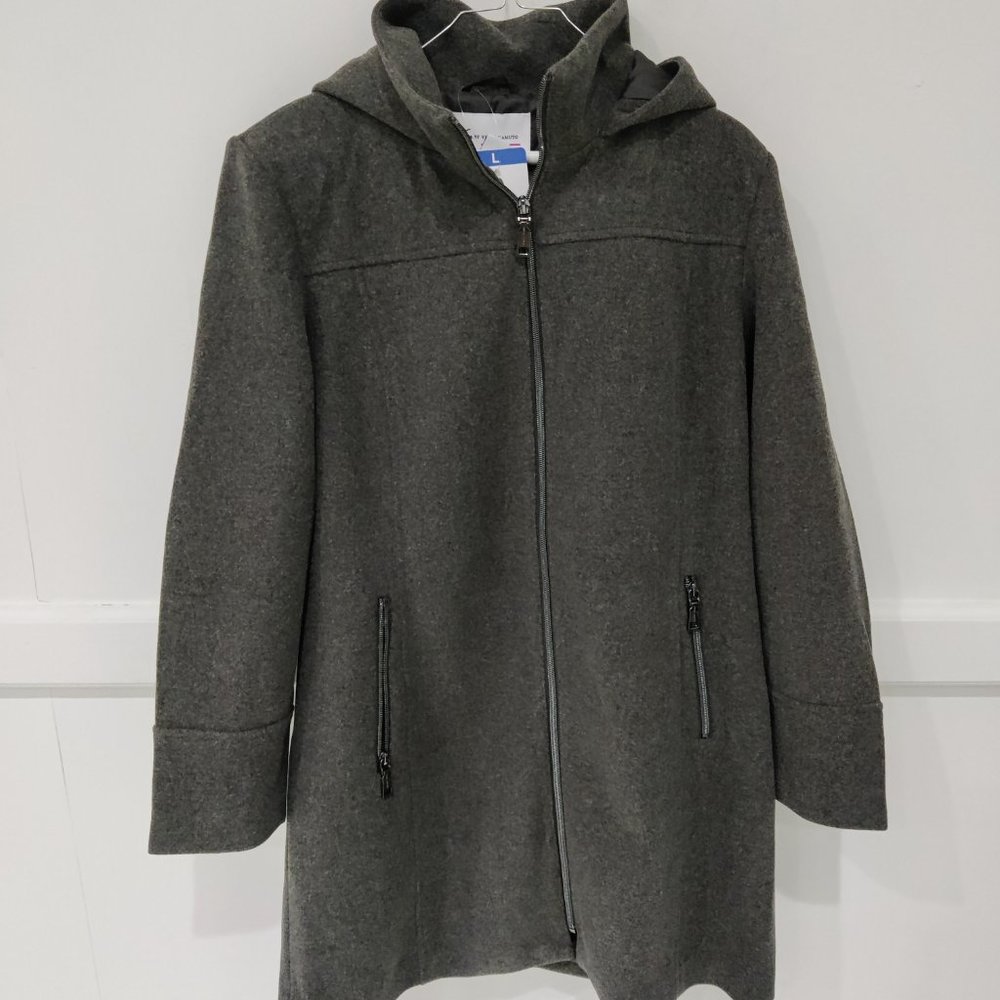 NWT TWO Vince Camuto Women's Full Zip Wool Blend Coat Gray Size L $180 3B104
